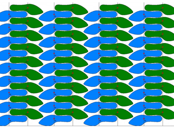 Automatic nesting insole on stripes